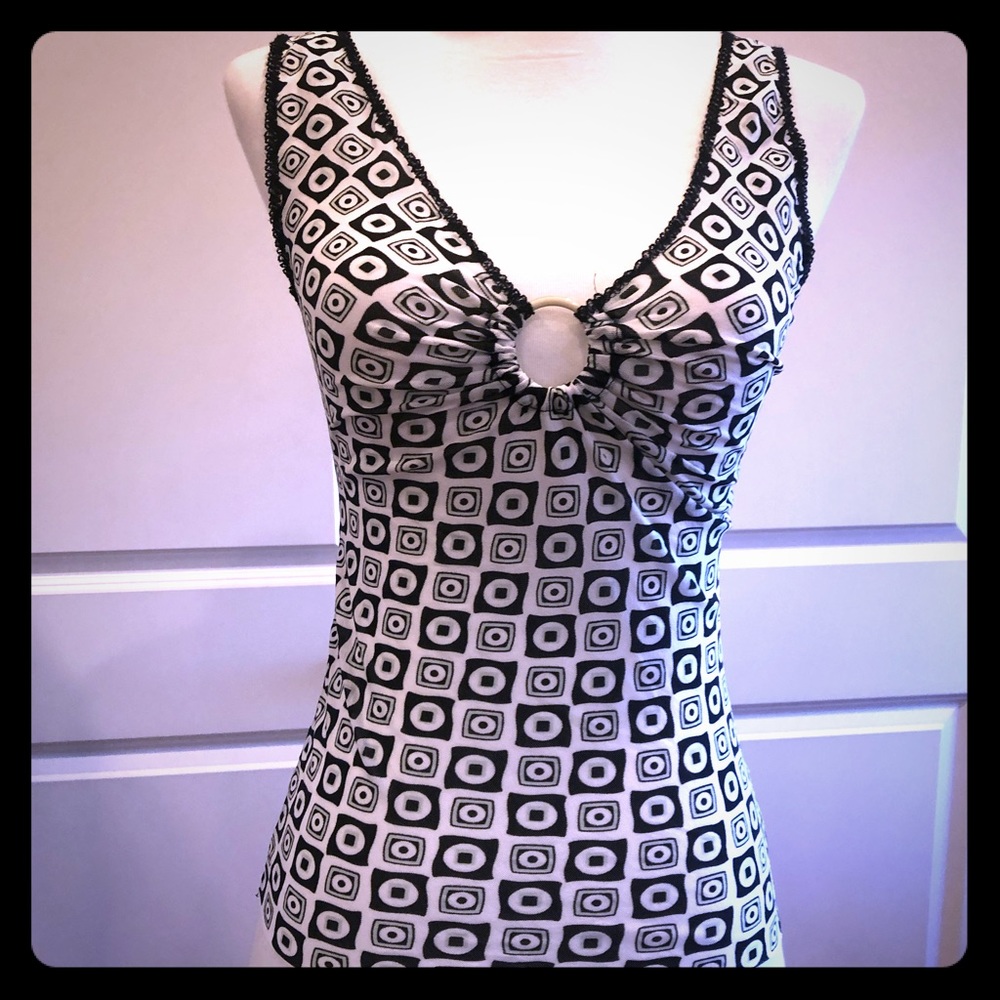 Hugo Boss Black and White Geometric Tank Top